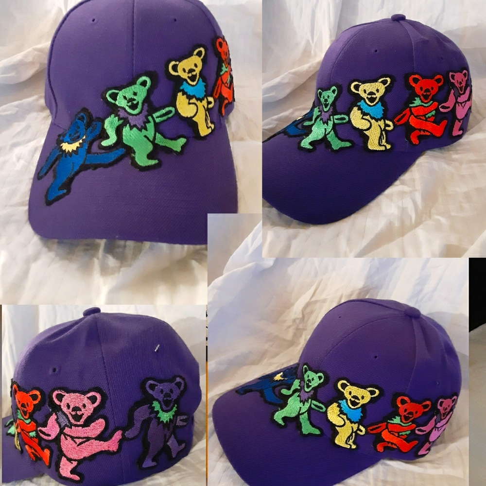 Grateful Dead hat, Purple Grateful Dead dancing bears hat, PERMANTLY STITCHED